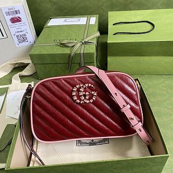 Gucci GG Marmont Small Matelassé Shoulder Bag Red 447632 Size 24 x 13 x 7 cm