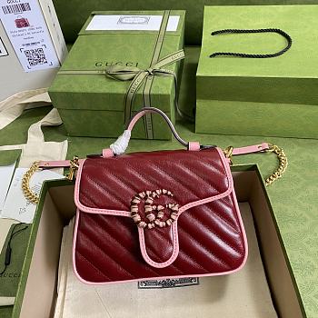 Gucci GG Marmont Mini Top Handle Bag Red Grams 583571 Size 21x15.5x8 cm