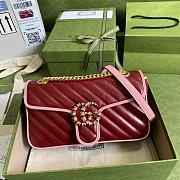 Gucci GG Marmont Small Shoulder Bag Matelassé Red 443497 Size 26 x 15 x 7 cm - 1