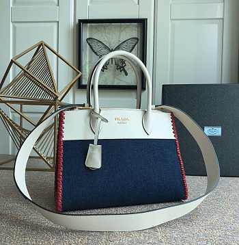 Prada Denim Handbag 1BA102 Size 30 x 23 x 15 cm