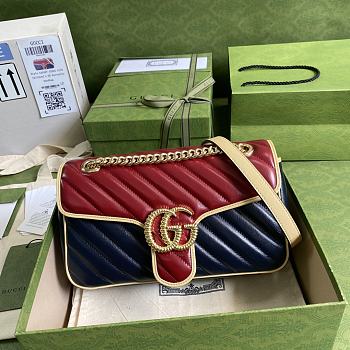 Gucci Marmont Red/Blue Apricot 443497 Size 26 x 15 x 7 cm