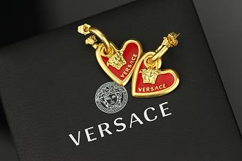 Versace peach heart earrings 