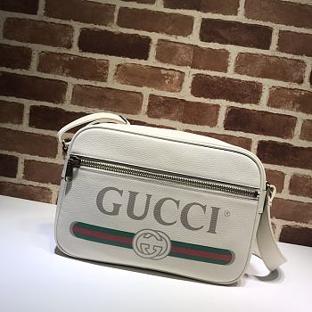 Gucci Men's Leather Cross-body Messenger Shoulder Bag In White 523589 Size 33.5 x 23.5 x 9.5 cm