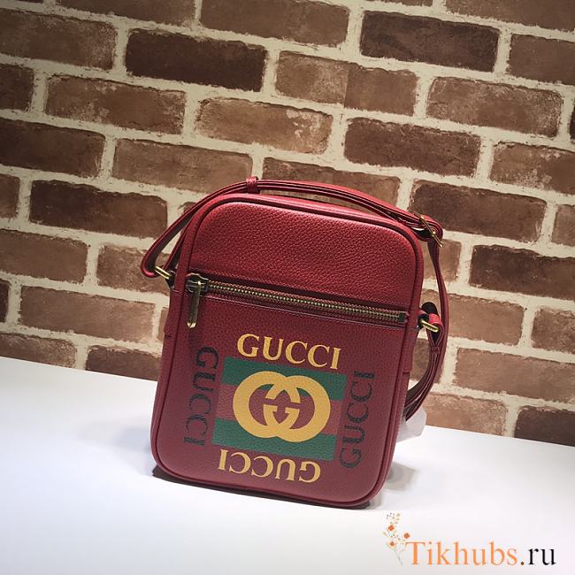 Gucci Print Messenger Bag in Red 523591 Size 21 x 25.5 x 8 cm - 1