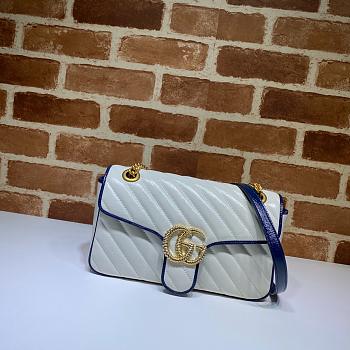 GG Marmont Shoulder Bag White With Blue 443497 Size 26x15x7 cm