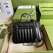 GG Marmont Mini Top Handle Bag In Dark Black Leather 583571 Size 21 x 15.5 x 8 cm - 4