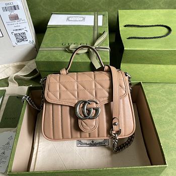 GG Marmont Mini Top Handle Bag In Pink Leather 583571 Size 21 x 15.5 x 8 cm