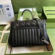 Gucci Black Leather GG Marmont Small Top Handle Bag Black 498110 Size 27 x 19 x 10.5 cm - 4