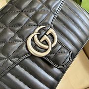 Gucci Black Leather GG Marmont Small Top Handle Bag Black 498110 Size 27 x 19 x 10.5 cm - 2