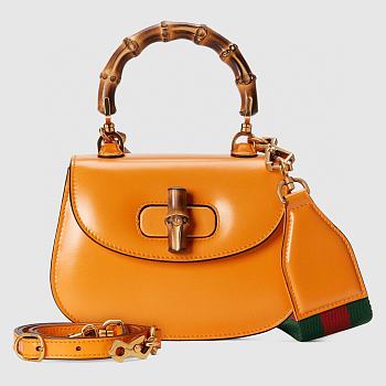 Gucci Mini Top Handle Bag In Yellow Leather 686864 Size 17 x 12 x 7.5 cm