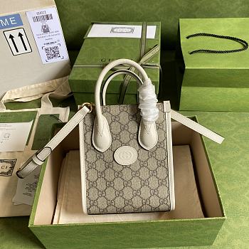 Gucci Mini Tote Bag with Interlocking G in GG Supreme White 671623 Size 16 x 20 x 7 cm