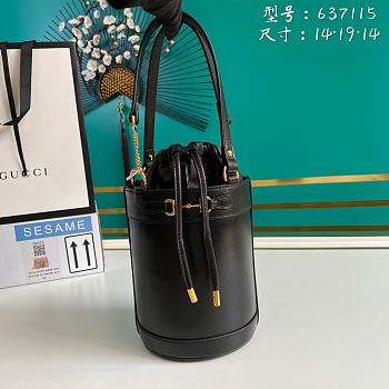 Gucci Horsebit 1955 Small Bucket Bag Black 637115 Size 14 x 16 x 14 cm