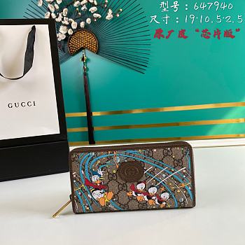 Gucci Donald Duck Zip Around Wallet 647940 Size 19 x 10.5 x 2.5 cm