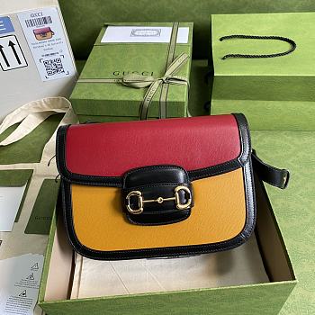 Gucci Horsebit 1955 Shoulder Bag Red/Yellow 602204 Size 25 x 18 x 8 cm