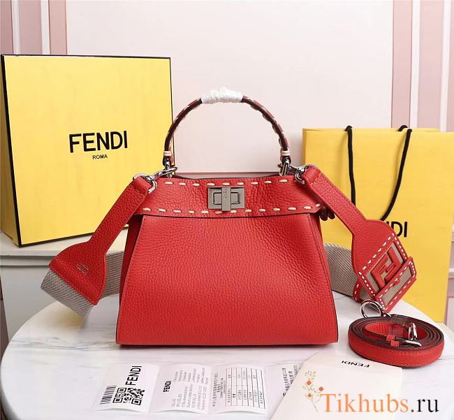 Fendi Small Peekaboo Handbag Red Size 23 x 11 x 18 cm - 1