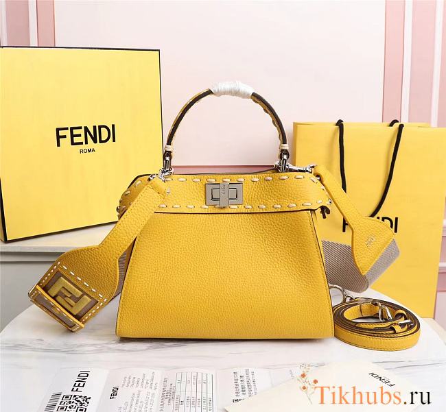 Fendi Small Peekaboo Handbag Yellow Size 23 x 11 x 18 cm - 1