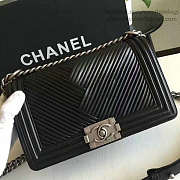 Chanel Medium Chevron Lambskin Quilted Le Boy 25 Black VS09296 - 3