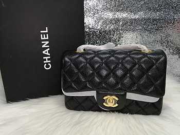 Chanel Caviar Leather Flap Bag black gold 17cm