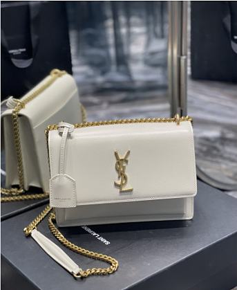 YSL White With Gold Hardware Size 442906 22 x 16 x 8 cm