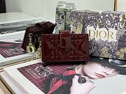 Dior Lady 5-Gusset Card Holder Redwine S0074 Size 10.5cm - 1
