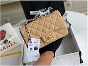Chanel Mini Flap Bag Gold-Tone Metal Caviar Leather Beige Size 20cm - 1