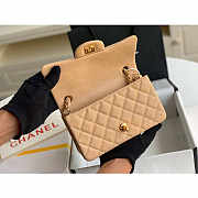 Chanel Mini Flap Bag Gold-Tone Metal Caviar Leather Beige Size 20cm - 5