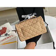 Chanel Mini Flap Bag Gold-Tone Metal Caviar Leather Beige Size 20cm - 2