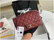 Chanel Mini Flap Bag Silver-tone Metal Caviar Leather Burgundy Size 20cm - 1