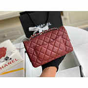 Chanel Mini Flap Bag Silver-tone Metal Caviar Leather Burgundy Size 20cm - 6
