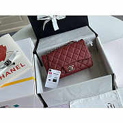 Chanel Mini Flap Bag Silver-tone Metal Caviar Leather Burgundy Size 20cm - 2