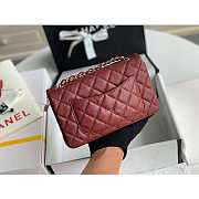 Chanel Mini Flap Bag Gold-tone Metal Caviar Leather Burgundy Size 20cm - 4