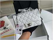 Chanel Mini Flap Bag Silver-tone Metal Caviar Leather White Size 20cm - 1