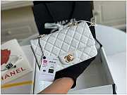 Chanel Mini Flap Bag Gold-tone Metal Caviar Leather White Size 20cm - 1