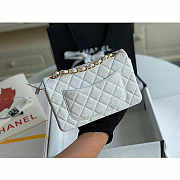 Chanel Mini Flap Bag Gold-tone Metal Caviar Leather White Size 20cm - 5