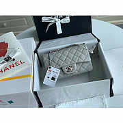 Chanel Mini Flap Bag Silver-tone Metal Caviar Leather Grey Size 20cm - 3