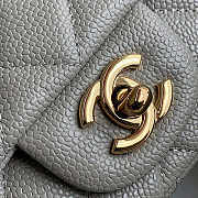 Chanel Mini Flap Bag Gold-tone Metal Caviar Leather Grey Size 20cm - 6