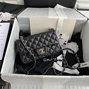 Chanel Lambskin Mini Flap Bag Silver-Tone Metal Black Size 20cm - 1