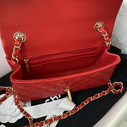 Chanel Lambskin Mini Flap Bag Gold-Tone Metal Red Size 20cm - 5