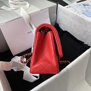 Chanel Lambskin Mini Flap Bag Silver-Tone Metal Red Size 20cm - 6