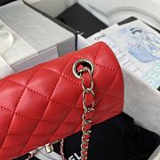 Chanel Lambskin Mini Flap Bag Silver-Tone Metal Red Size 20cm - 5