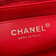 Chanel Lambskin Mini Flap Bag Silver-Tone Metal Red Size 20cm - 4