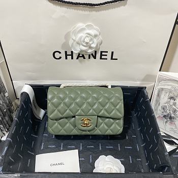 Chanel Lambskin Mini Flap Bag Gold-Tone Metal Light Green Size 20cm