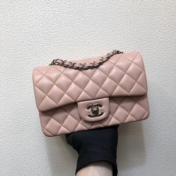 Chanel Lambskin Mini Flap Bag Silver-Tone Metal Light Pink Size 20cm