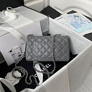Chanel Lambskin Mini Flap Bag Silver-Tone Metal Grey Size 20cm - 4