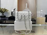 Chanel Lambskin Mini Flap Bag Silver-Tone Metal White Size 20cm - 3