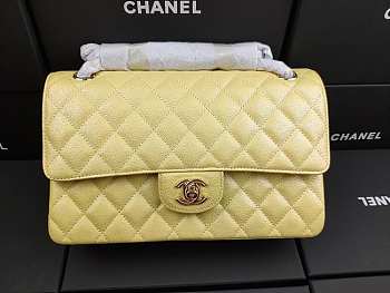 Chanel Mini Flap Bag Gold-tone Metal Caviar Leather Yellow Size 25cm