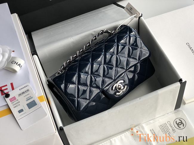 Chanel CF Big Mini Patent Leather Small Bag Black (Silver lock) 1116 Size 20 cm - 1