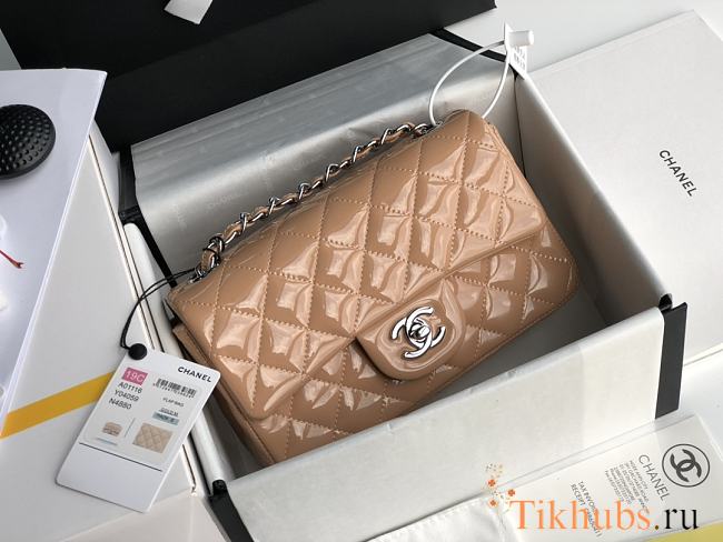 Chanel CF Big Mini Patent Leather Small Bag Beige (Gold lock) 1116 Size 20 cm - 1