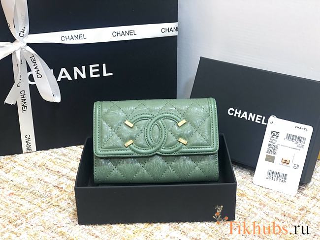Chanel CC Small Wallet Green 84447 Size 15 cm - 1