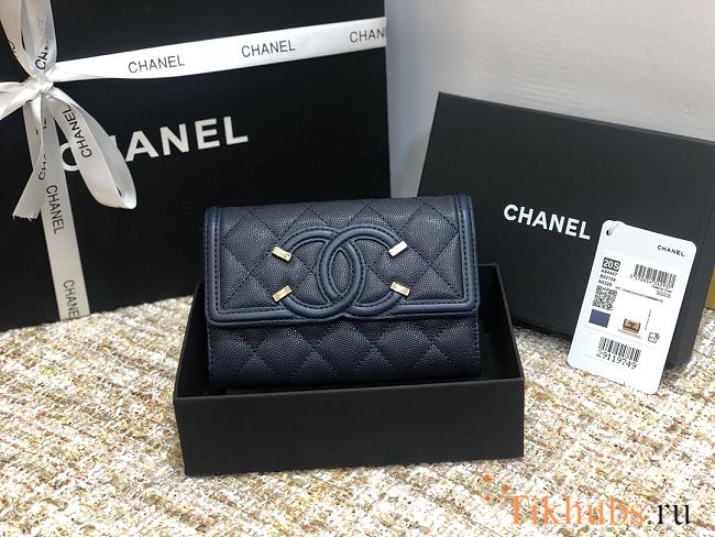 Chanel CC Small Wallet Navy Blue 84447 Size 15 cm - 1